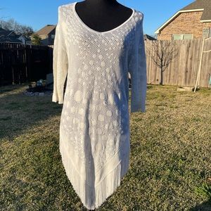 Escada White Fringe Top/Tunic